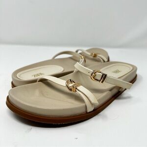 Zara Women's Cream Sandals with Gold Accents
